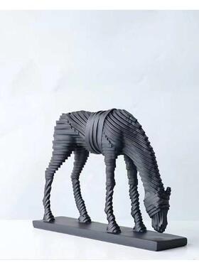 会样板房摆件台软装酒店骏马雕塑动物ktv接待电视柜吧台所售楼部