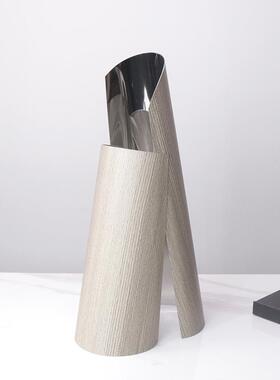 现代简约不锈钢干花花插花器摆件样板房餐桌客厅软装饰品
