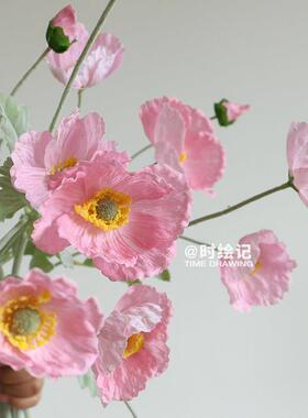 保湿手感虞美人彷真花客厅花艺装饰摆设罂粟花假花高级感花束摆件