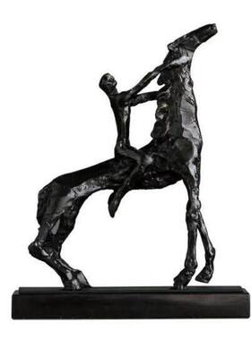 现代轻奢新中式抽象马摆件样板房家居客厅电视柜玄关金色软装饰品