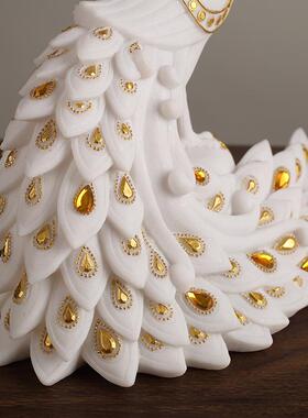 EH8681新式孔雀装饰摆件客厅桌面电品视玄关柜装中饰复合砂岩工艺