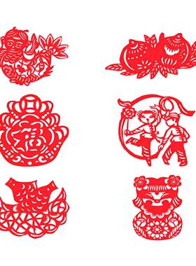 传统剪纸窗花儿童手工民俗文化团花梅兰竹菊花鸟刻纸中国风剪纸