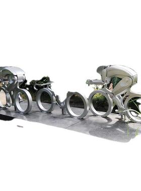 店铺新品大型不锈钢雕塑摆件景区公园单车联动生产厂家