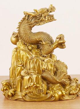 铜龙摆件盘龙纯铜工艺品装饰龙腾四海家居生肖青龙客厅五爪办公室