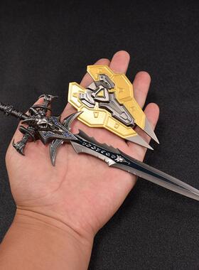 魔兽游戏周边巫妖王霜之哀伤22CM盾剑套装全金属工艺品摆件