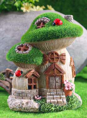 款太阳能新夜灯树摆件小蘑菇太阳能花房子花房脂子庭院花园装饰小