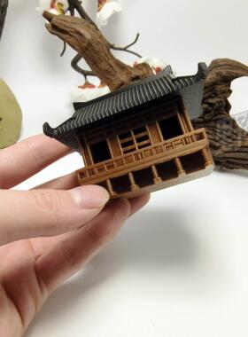 中式覆古国风3d打印模型建筑摆件鱼缸微景沙盘造景古风小摆件房屋