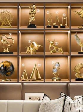 招财新中式玄关客厅隔断电视酒柜摆件轻奢高档家居乔迁新居装饰品