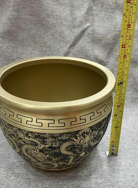 家应纯黄铜供纹缸龙缸聚宝盆 黄铜工龙缸厂艺品创龙意办公室摆件