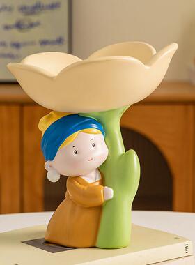 入户门珍珠女孩钥匙收纳玄关摆件客厅桌面家居装饰品乔迁新居礼物