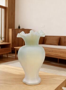 超好看花瓶奶油风奶绿色玻璃花瓶桌面插花摆件客厅餐桌玄关工艺品