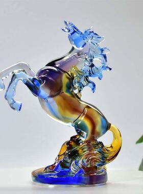 采购产品玻璃饰品，生肖马工艺品，商店家居装饰，客厅，办公室桌