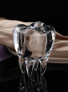 水晶牙齿模型水晶纪念品装饰摆件白黄水晶