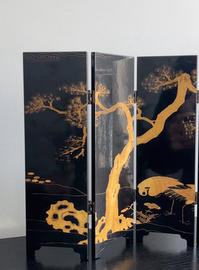 新中式桌面小屏风装饰摆件玄关书房仿古折屏挡板创意家居摆设送礼