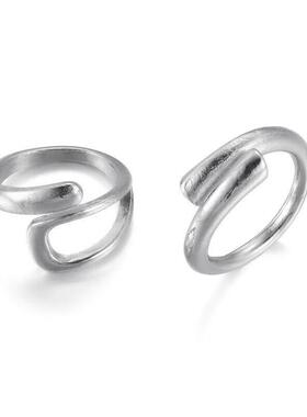 Open ring girl覆古夸张交错几何关节戒指ins风 朋克开口指环女