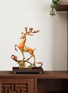 一路如意铜鹿摆件招财办公室客厅玄关装饰品乔迁新居开业礼品