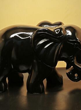 天然黑曜石大象饰品客厅大象对家入口镇屋风水运势开幕礼