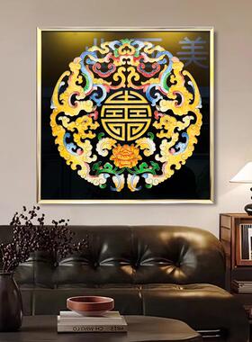 定做手工琉珐琅彩装画现轻玄新关中式厅沙客发璃背景奢墙餐代厅挂
