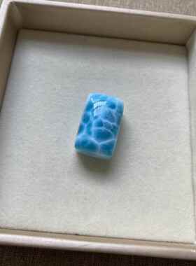 天然海纹石方牌吊坠拉利玛裸石项坠无事牌挂件规格23.6*15*13.1mm