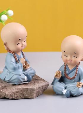 转运小和尚摆件卡通佛家摆设茶桌禅意平安车载饰品四不沙弥和尚