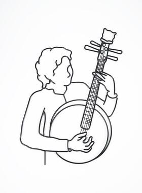 简约金属铁艺吉他人桌面摆件橱窗样板柜工艺品挂件墙饰品创意设计