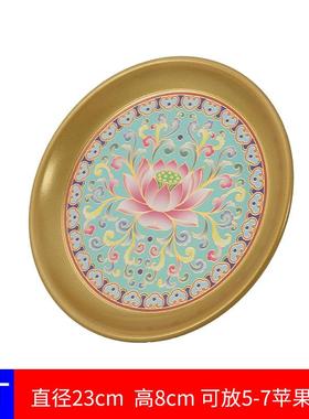 铜供果盘家用佛堂贡盘水果盘观音财神爷供果盘佛前上贡果碟摆件