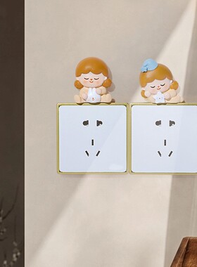 如果卡通少女儿童房墙面树脂开关贴创意家居插座面板装饰壁饰