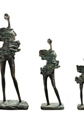 简约现代玻璃钢风中女子软装客厅售楼部酒店装饰工艺品落地摆件