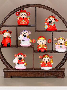 中式博古架财fxcs神爷装饰品居客风厅玄关实木展示架家件小财神摆