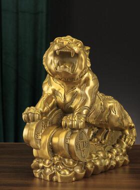 纯铜老虎摆件生肖虎年吉祥物虎啸山河上山虎虎生威十二生肖虎客厅