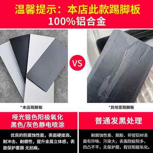 加厚铝合金整体橱柜踢脚板厨房踢脚板踢脚线 线整体橱柜底部挡水 - 图0