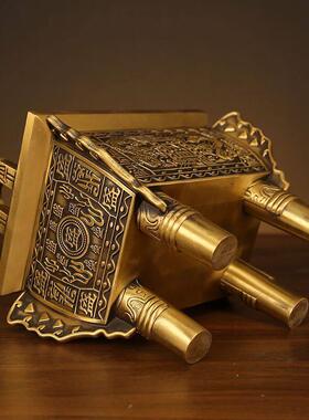 黄铜双龙盛鼎司母戊鼎摆件办公室开 业礼品乔迁装饰铜鼎特大号落