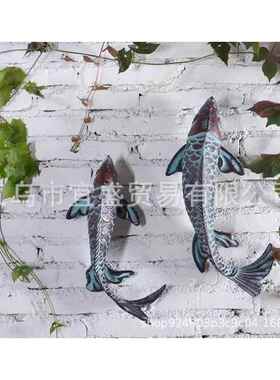 跨境夜光庭院鱼摆件仿铜树脂装饰品仿真锦鲤插牌花园设计摆件装修