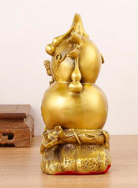铜葫芦摆件黄铜百财葫芦客厅桌面店铺柜台装饰品礼品白菜福禄葫芦
