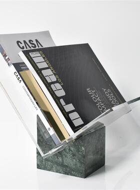 轻奢简约亚克力杂志架陈列架书架桌面摆件书房样板房家居软装饰品