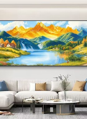 聚宝盆福居宝地靠山风景画客厅装饰画山水画招财风水画办公室壁画