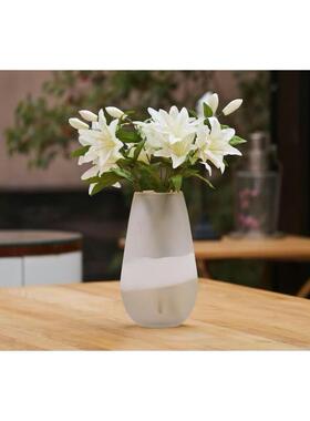 碧轩现代磨简约砂白SVB71037透明玻璃花瓶 水色培插花家花器工艺