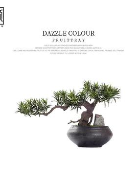 仿真迎客松盆栽售楼处样板房茶室茶楼前台新中式盆景松树摆件