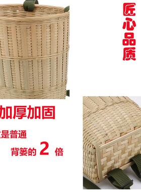 竹编圆背篓茶叶精编竹筐采摘舞蹈道具收纳筐小号特大号加厚承重强
