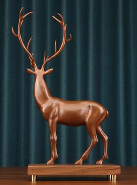 紫铜梅花鹿摆件麋鹿一路高升升迁办公桌面摆设中式家居装饰