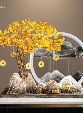 关发财树摇钱进宝树节节高摆件流沙画玄饰乔迁开业大WSDDSLMD吉装