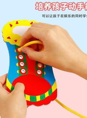 系鞋带教具幼儿园DIV鞋带简约小班中班大班儿童学绑精细动作训练