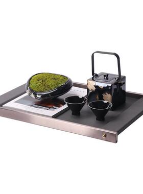 现代轻奢金属大理石皮革托盘茶具套装组合桌面茶室样板房艺术摆件