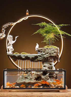 生财的环流景观礼品桌面不开业鱼缸客厅水循环小型创意用电水器循