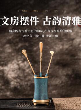 朴然黄铜烧蓝香道套装打香篆工具祥云香纂熏香炉香具香薰礼盒高级