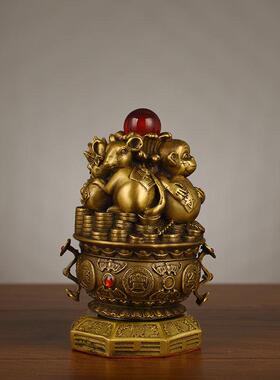 铜三合生肖摆件 铜生肖摆件 铜鼠牛虎兔龙蛇马羊猴鸡狗猪摆件