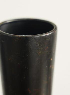 形上脚金属小花瓶复古黑色高花器桌面日式枝枯KOJ器插花皿摆件