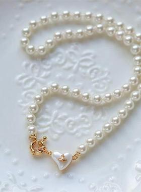 Delicate love pearl necklace women