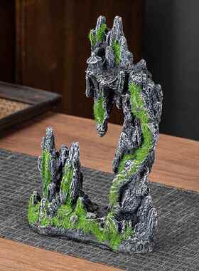 仿真石头桥微景观形状拍摄diy广场地被假山石假石日式泡沫瀑布多