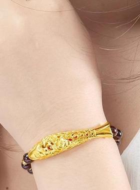 黄鲤金色锦年富贵鱼石榴手链女转运珠时尚手串年有鱼仿三金首饰